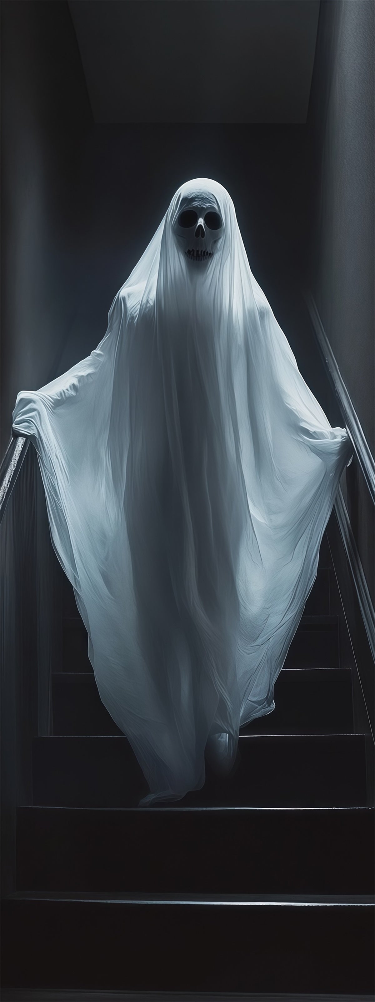 Haunted Mirror Door Phantom Staircase Shroud Figure Creepy Halloween Door Banner RR67-216