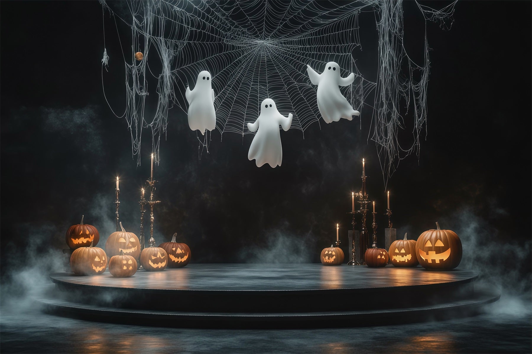 Halloween Stage Backdrop Hanging Ghost Web Pumpkin Halloween Photography Backdrops RR67-85