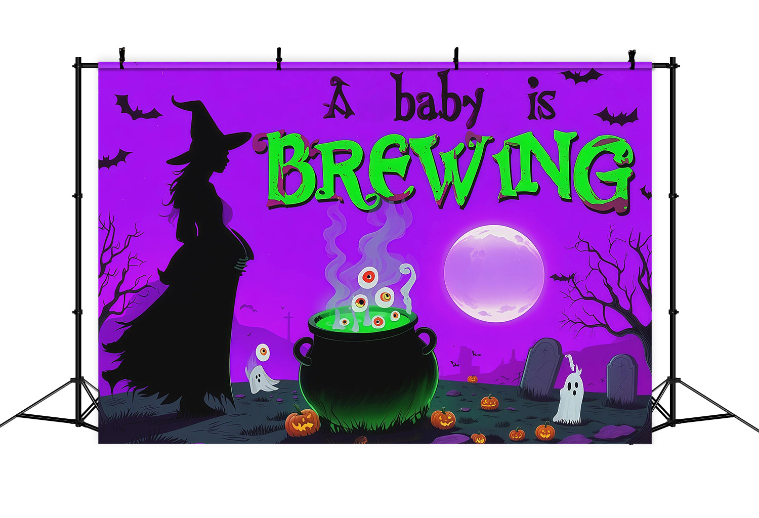 Halloween Baby Shower Backdrop Witch Cauldron Baby Brewing Photography Halloween Backdrop RR67-86