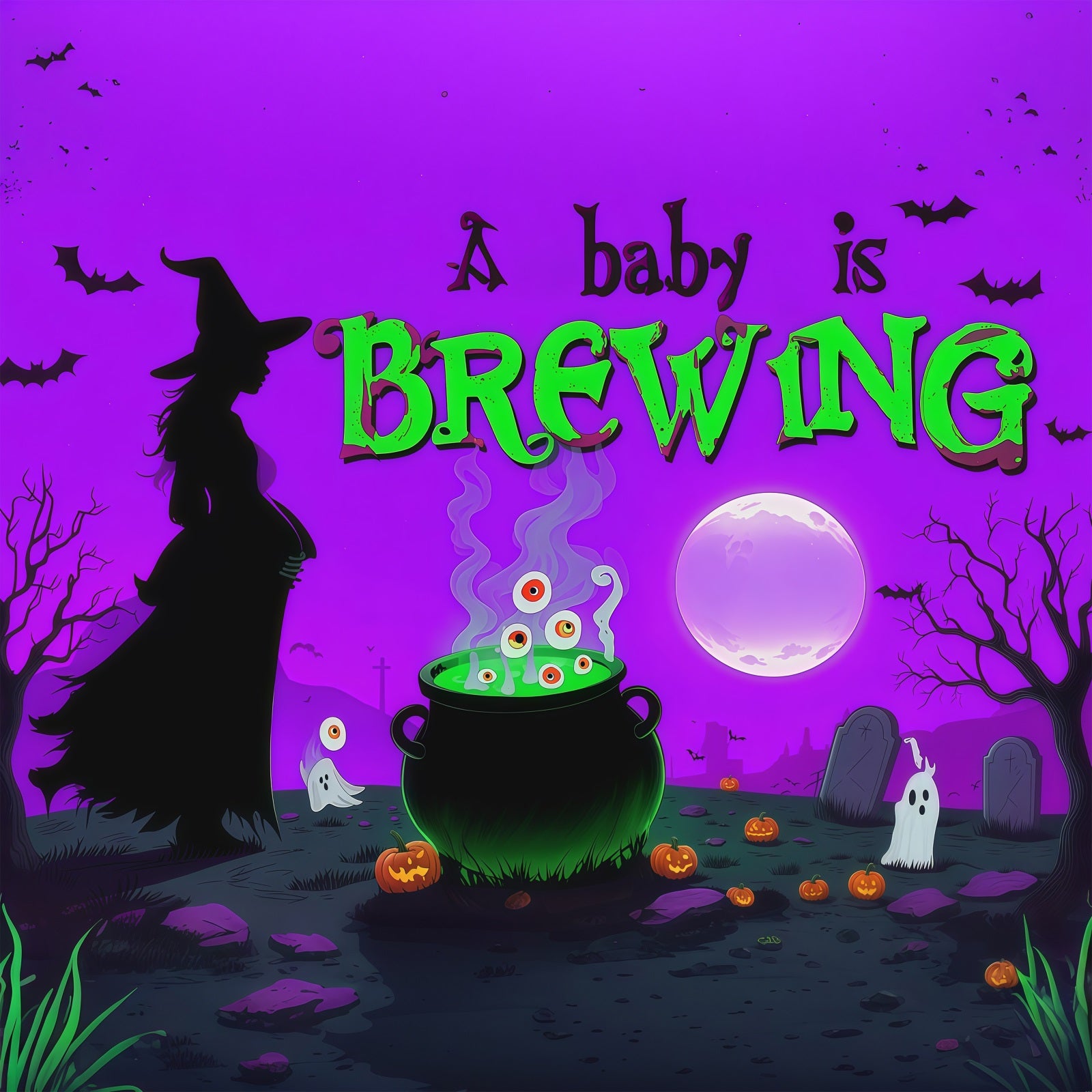 Halloween Baby Shower Backdrop Witch Cauldron Baby Brewing Photography Halloween Backdrop RR67-86