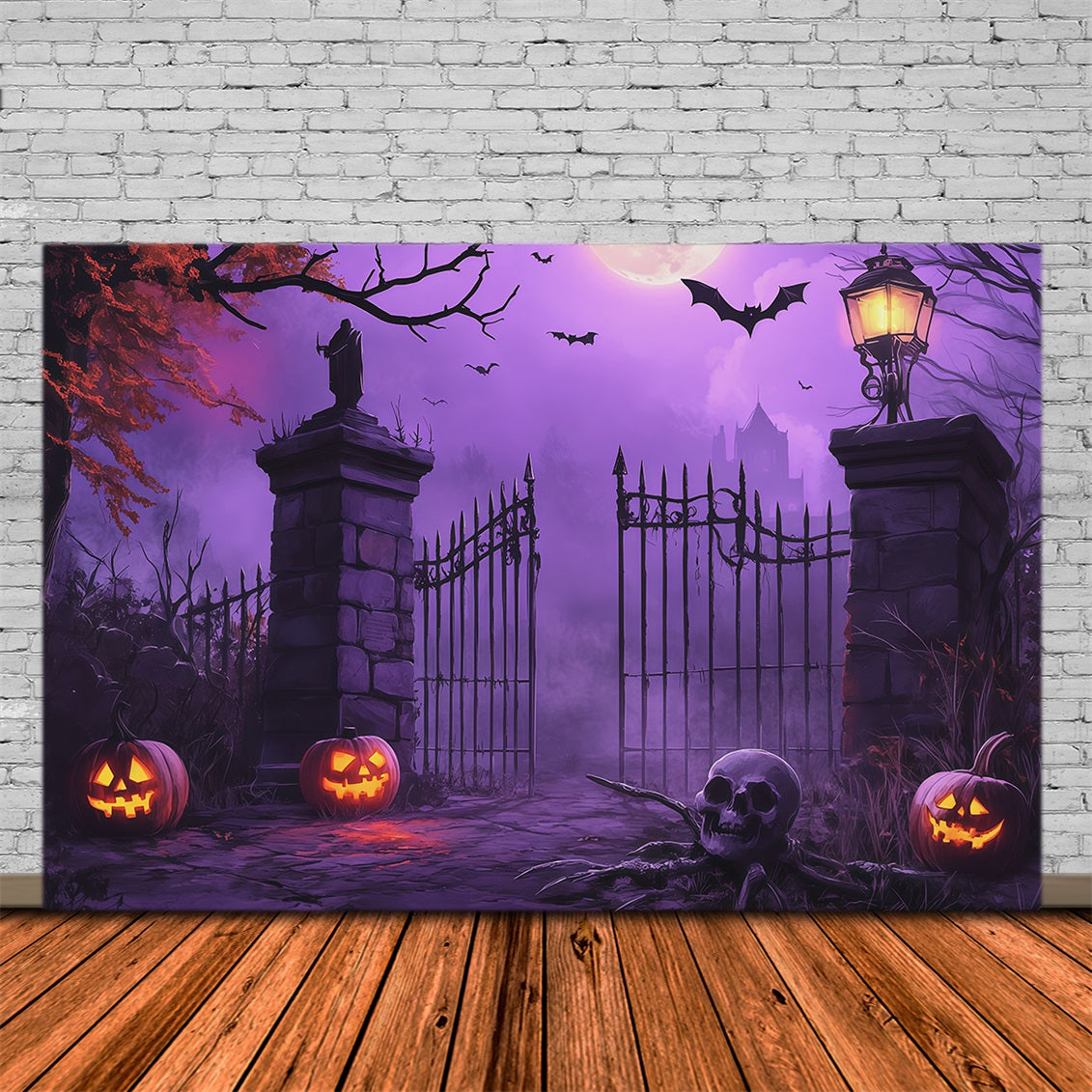 Halloween Backdrop Ideas Diy Purple Graveyard Pumpkin Gate Purple Halloween Backdrop RR67-94