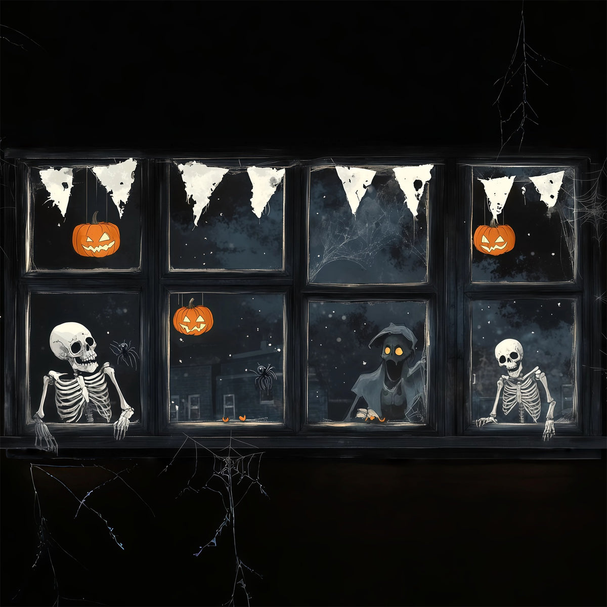 Creepy Halloween Garage Door Decor Skeleton Ghost Pumpkin Window Halloween Porch Garage Door Decor RR68-37-1 car