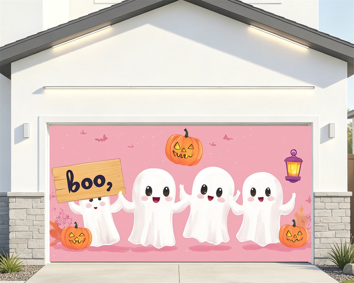 Cute Halloween Garage Door Decor Ghost Pumpkin Gathering Halloween Garage Door Poster RR68-47-2 car