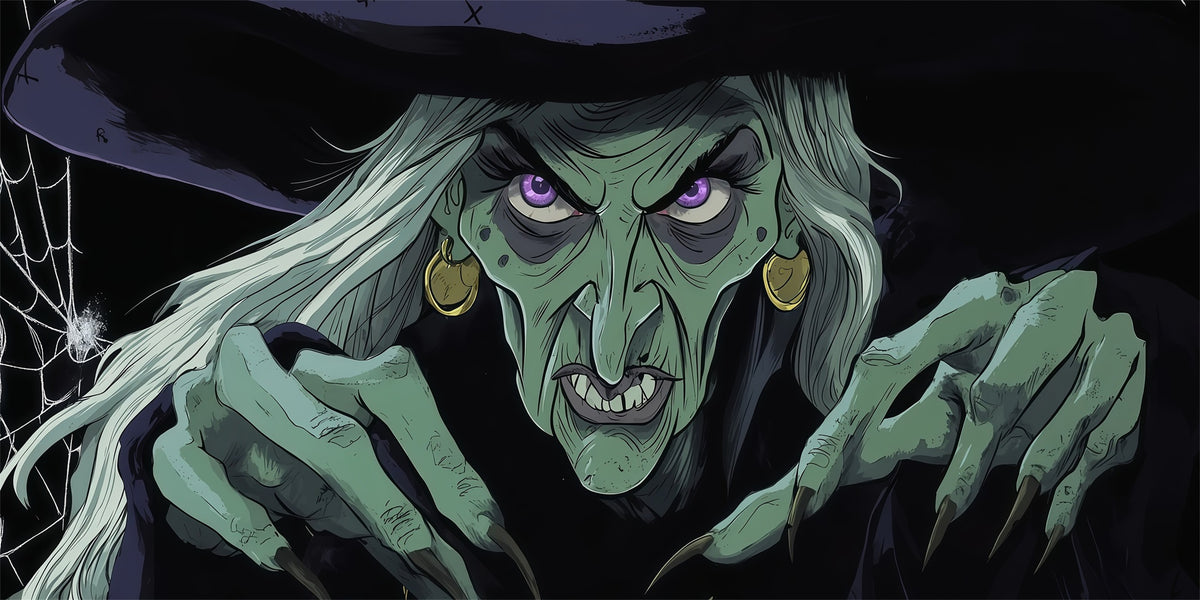Witch Halloween Garage Door Cover Creepy Green Witch Portrait Two Car Garage Door Halloween Cover RR68-55-2 car