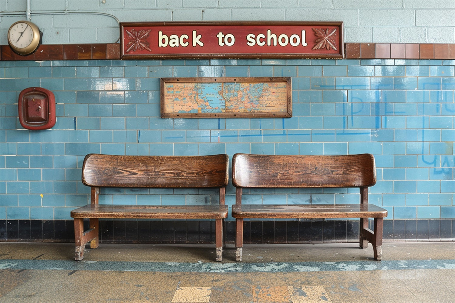 Back to School Corridor Chairs Backdrop RR7-191