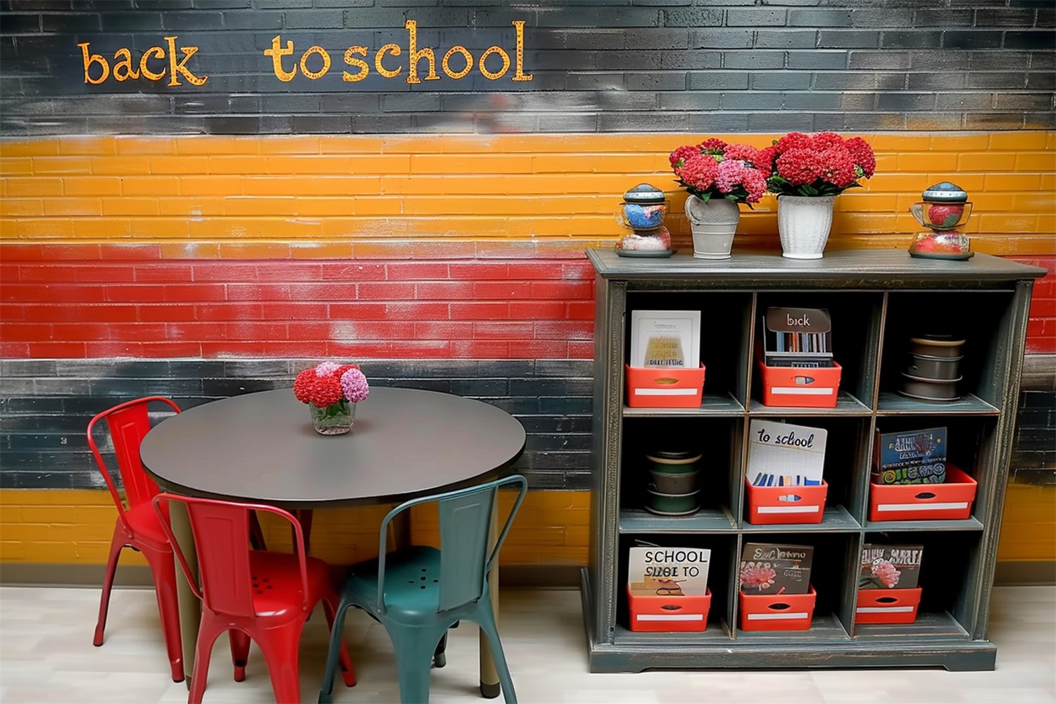 Multicolored Wall Back to School Backdrop RR7-198