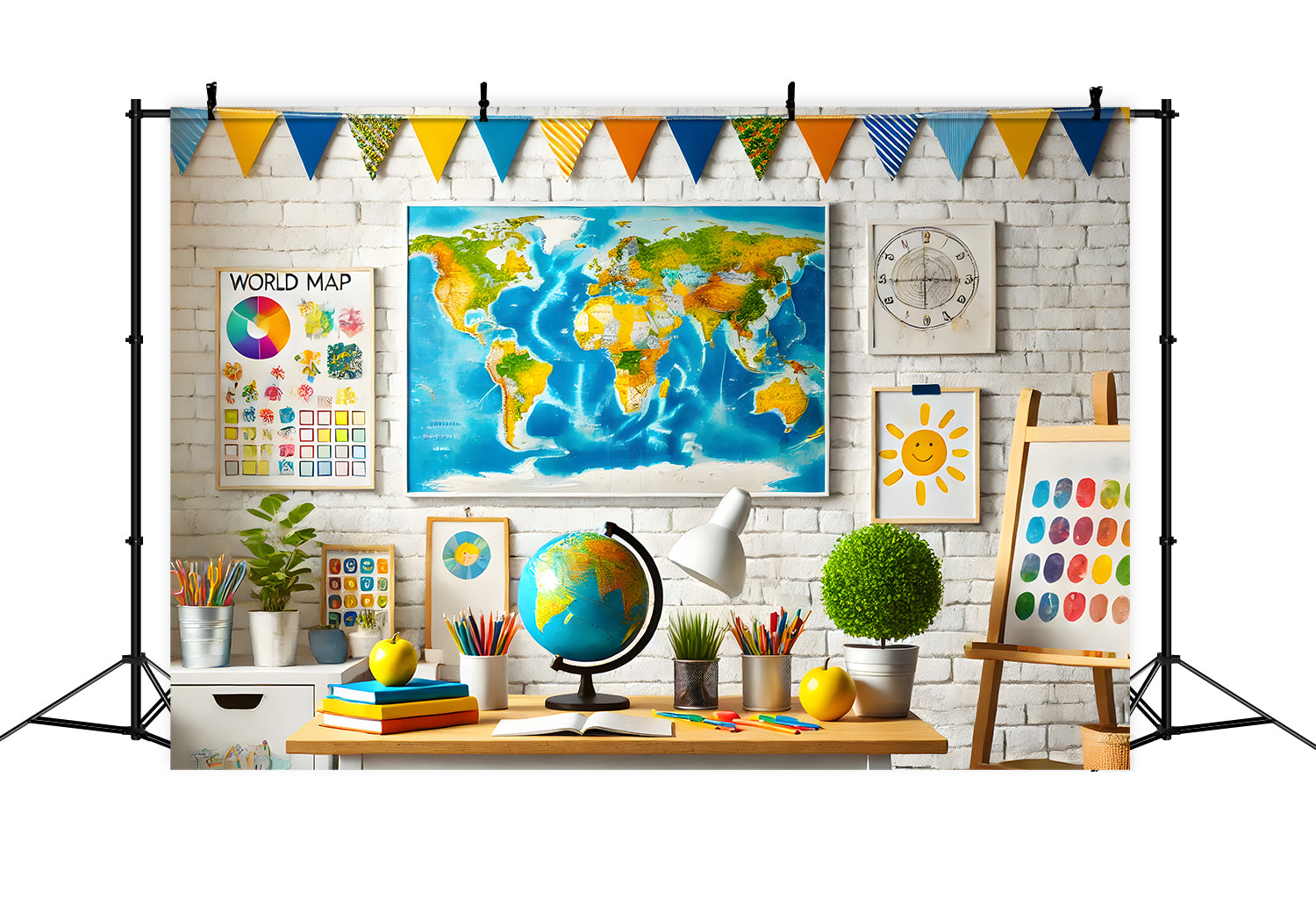 Geography Classroom Back to School Backdrop RR7-200