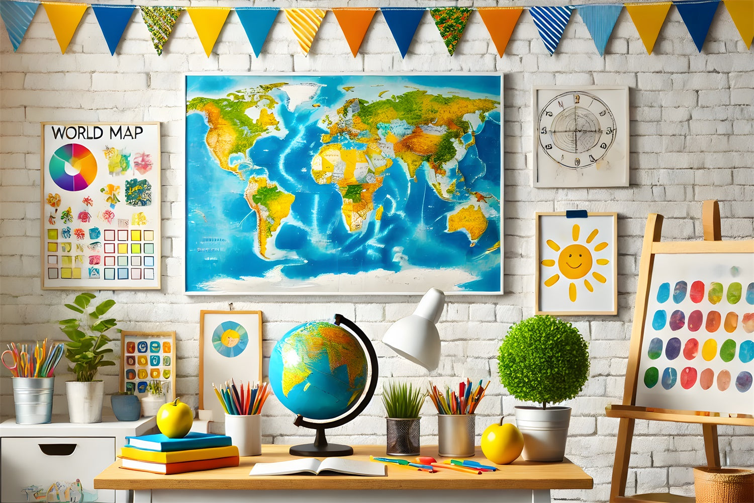 Geography Classroom Back to School Backdrop RR7-200