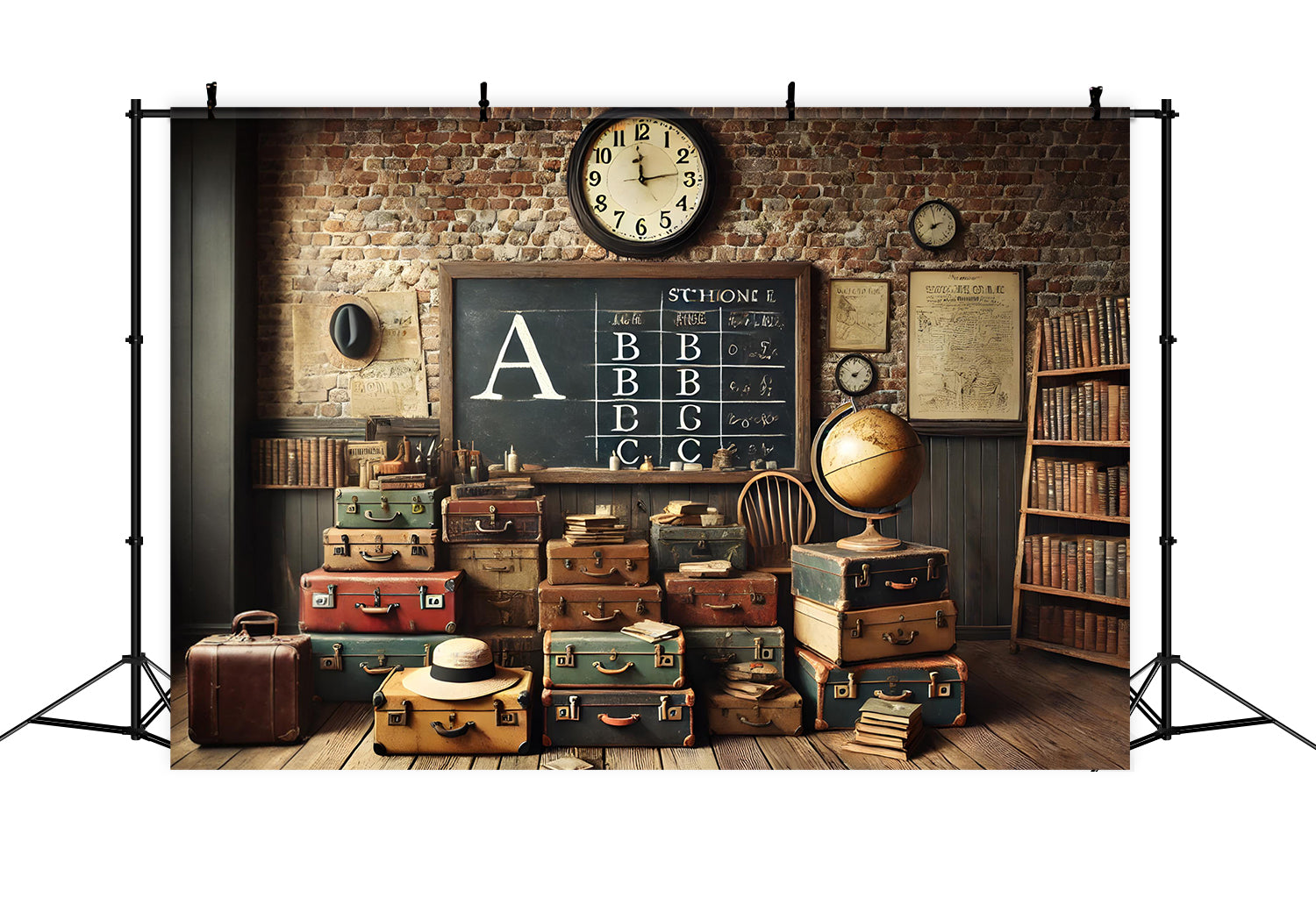 Classroom Suitcases Back to School Backdrop RR7-204
