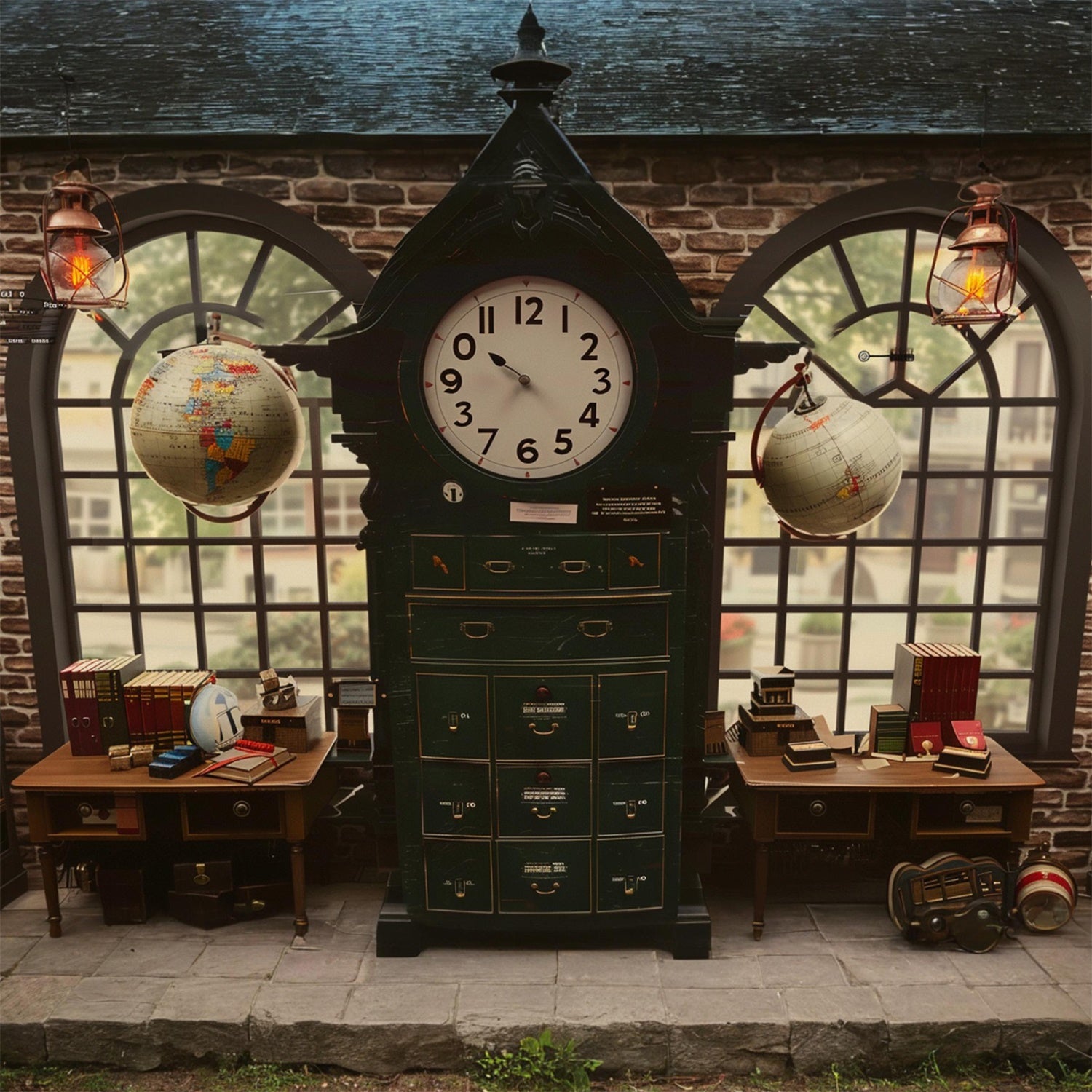 Classic Clock Window Back to School Backdrop RR7-223