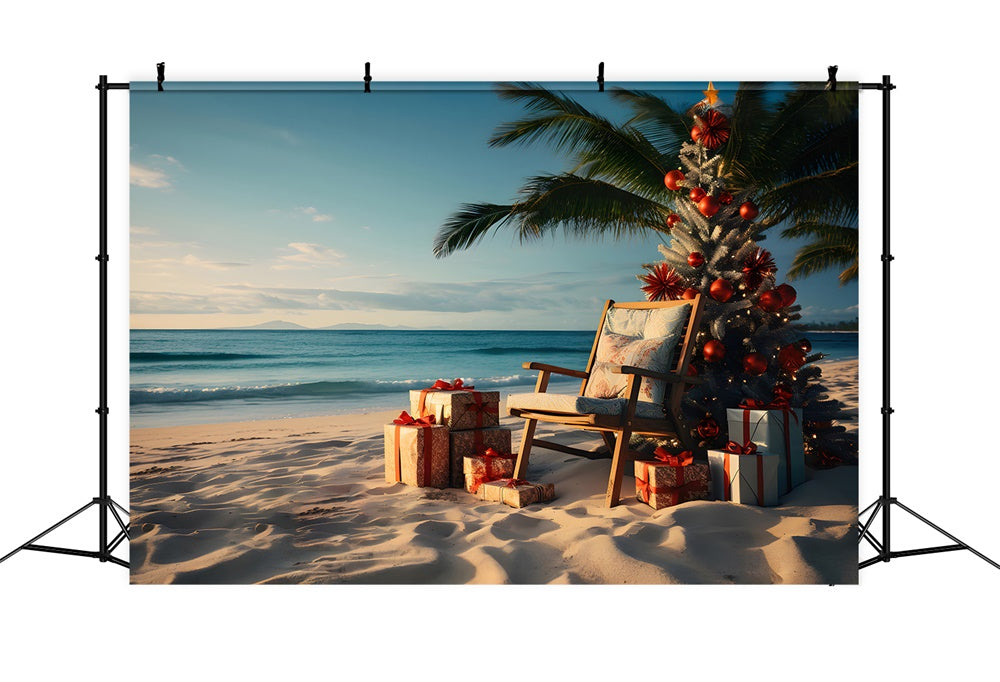 Sand Beach Sunset Christmas Tree Backdrop RR7-769