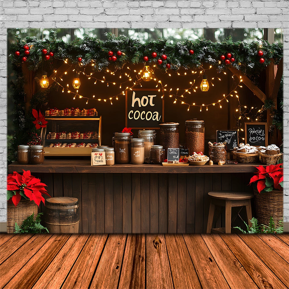 Christmas Hot Cocoa String Lights Backdrop RR8-114