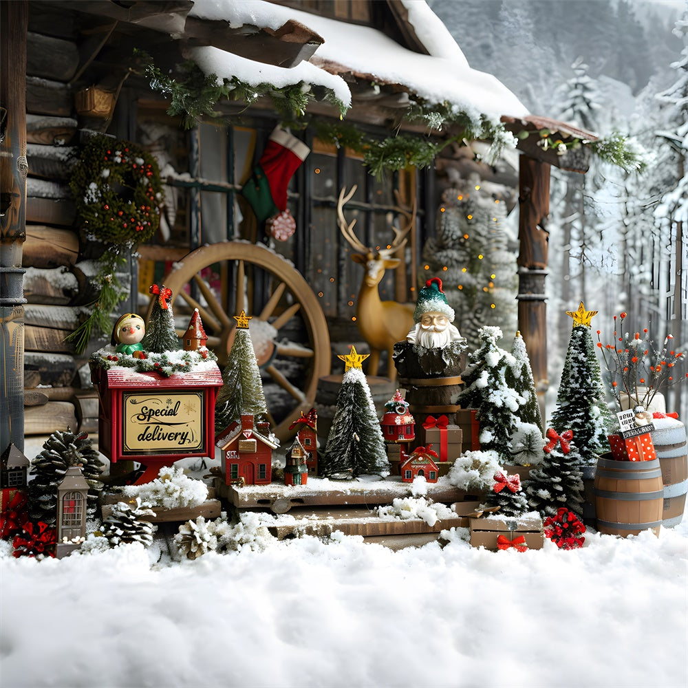 Little Christmas Trees Decors Snow Backdrop RR8-20