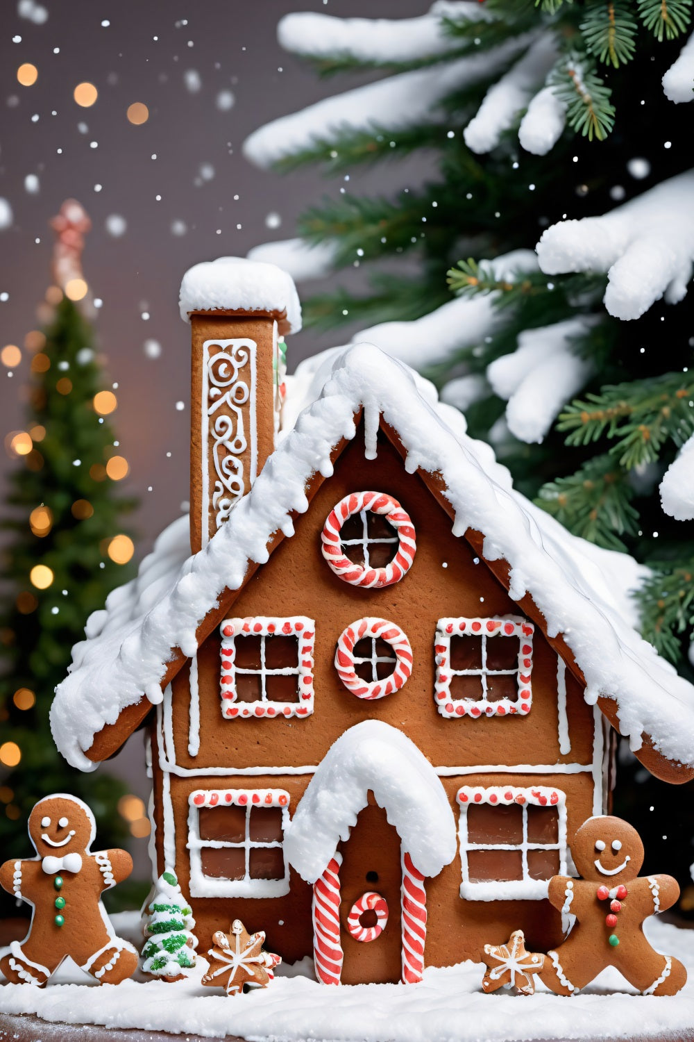 Christmas Gingerbread Cottage Figures Backdrop RR8-206