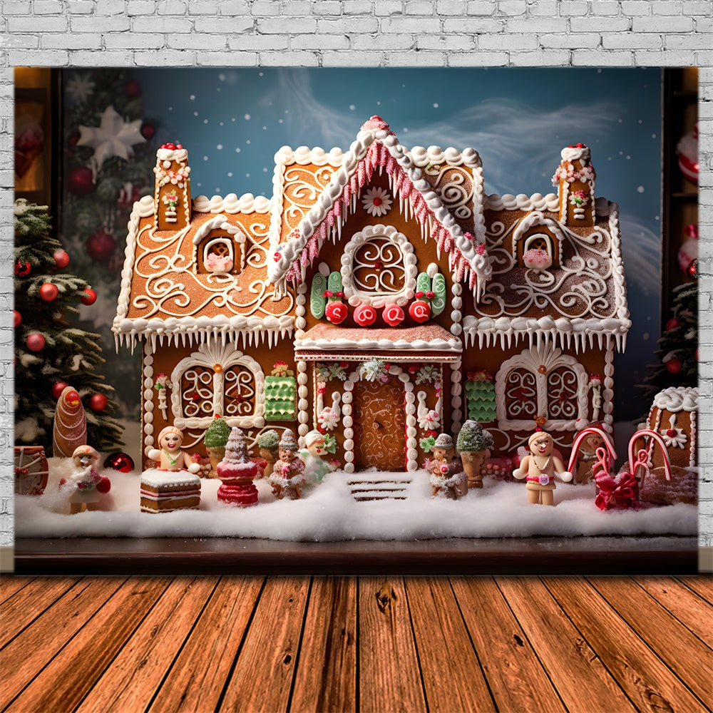 Christmas Cute Gingerbread Cottage Backdrop RR8-213