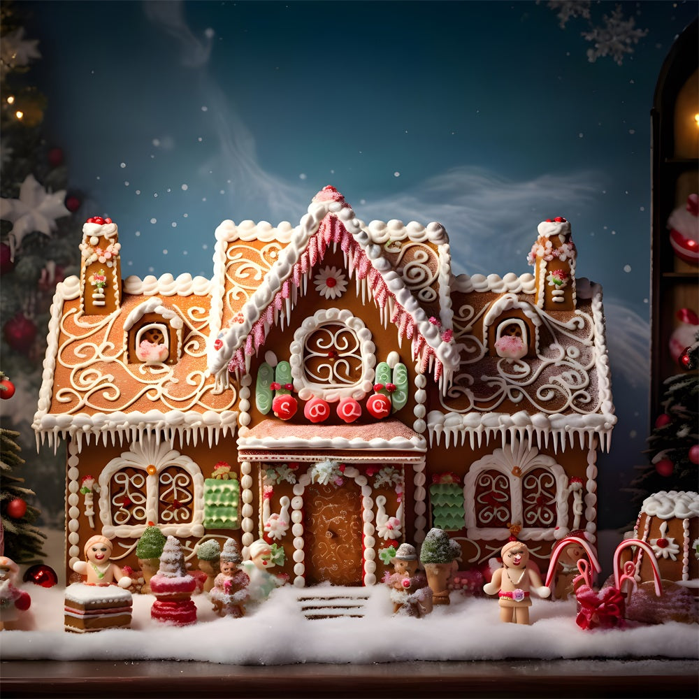 Christmas Cute Gingerbread Cottage Backdrop RR8-213