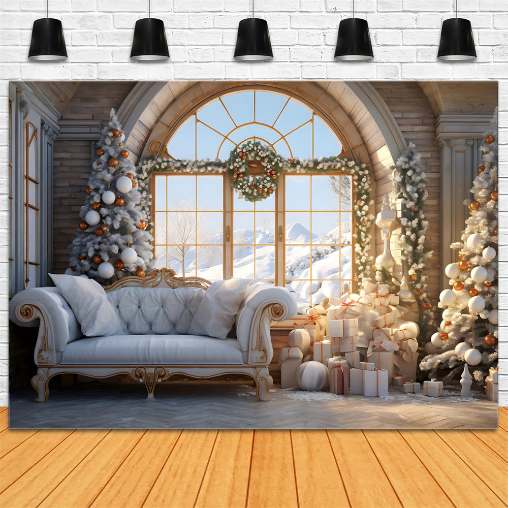 Christmas Cozy Living Room Snow Backdrop RR8-218