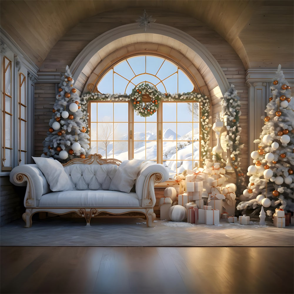 Christmas Cozy Living Room Snow Backdrop RR8-218