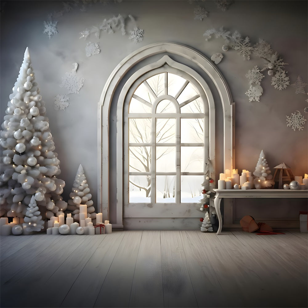 Christmas Arched Window Snowflake Backdrop RR8-224