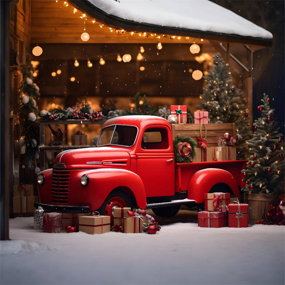 Christmas Red Truck Winter Wonderland Backdrop RR8-249