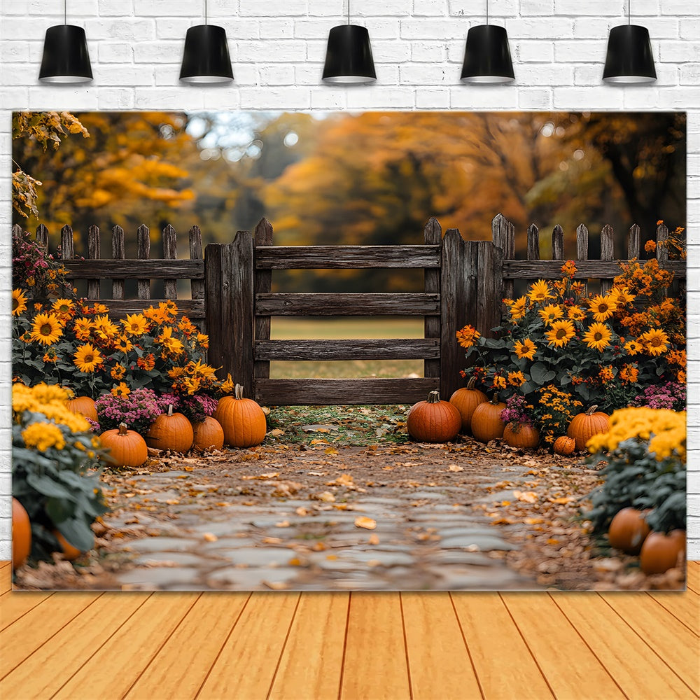 Autumn  Rustic Gate and Pumpkin Backdrop RR8-309