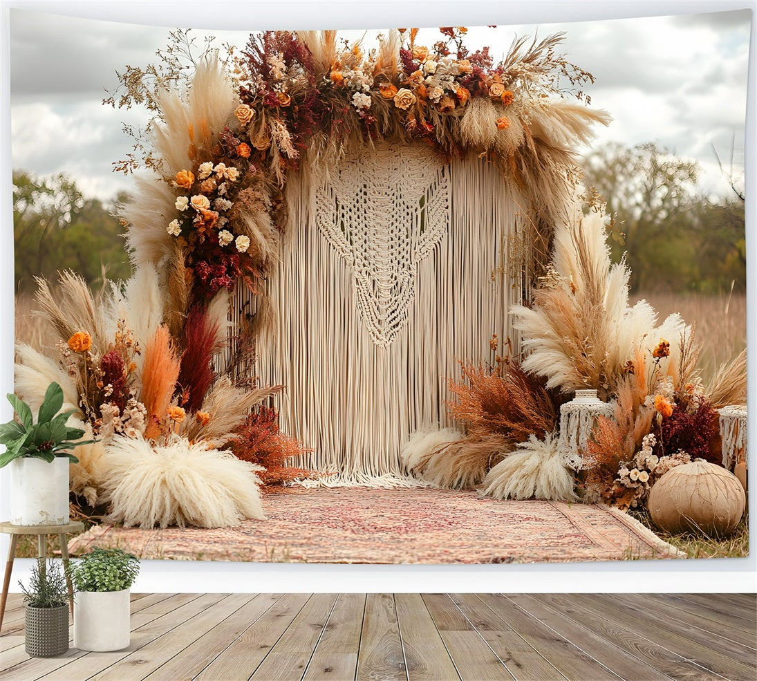 Autumn Pampas Grass Boho Backdrop RR8-411