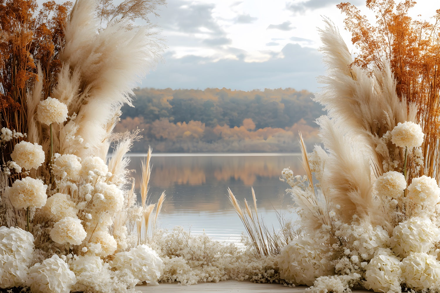 Autumn Lake Boho Pampas Backdrop RR8-428
