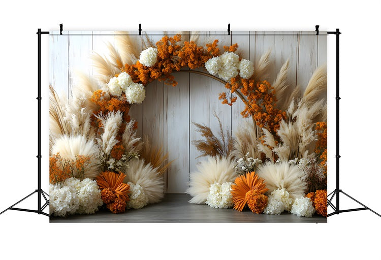 Boho Natural Chic Floral Pampas Backdrop RR8-444