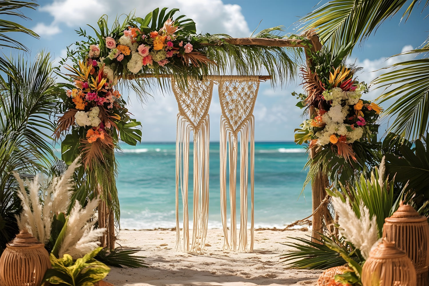 Coastal Chic Boho Macrame Arch Backdrop RR8-451