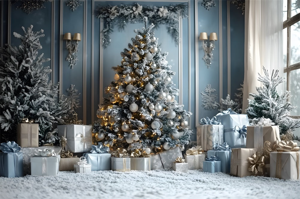 Christmas Glowing Tree Gift Boxes Backdrop RR8-50