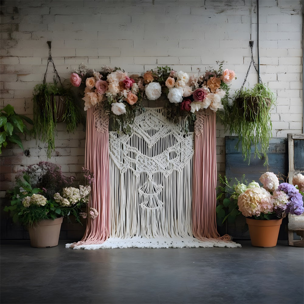 Rustic Boho Chic Macramé Floral Backdrop RR8-502