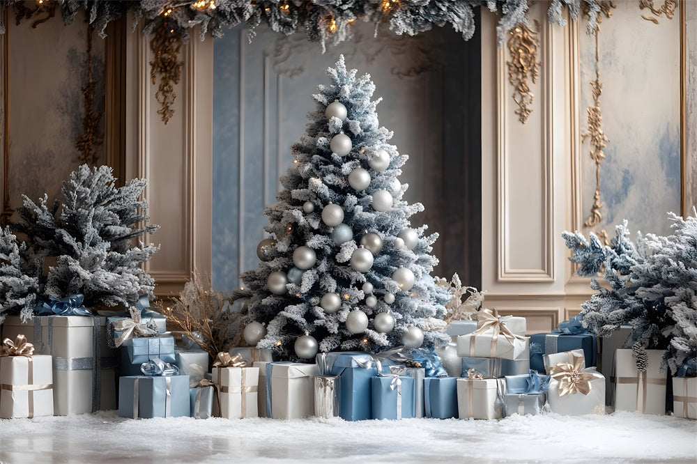 Christmas Tree Retro Wall Gift Boxes Backdrop RR8-51