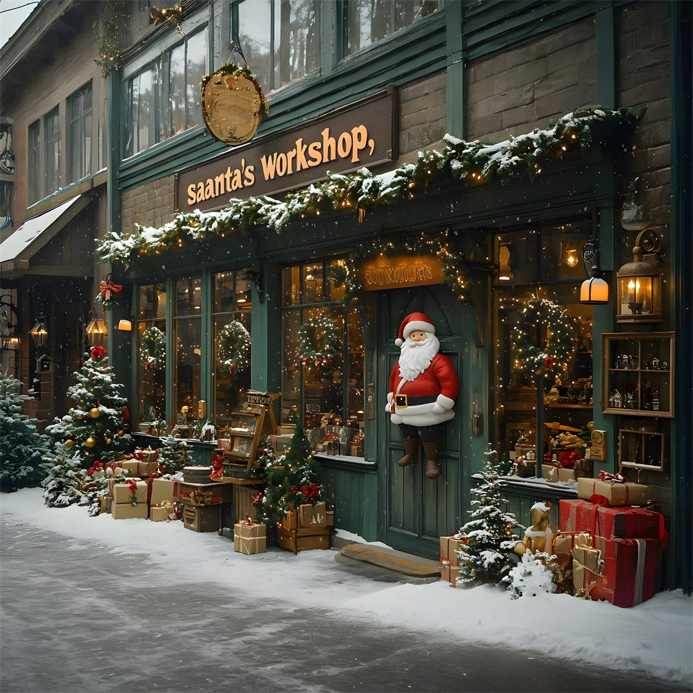 Christmas Trees Santa’s Workshop Backdrop RR8-85