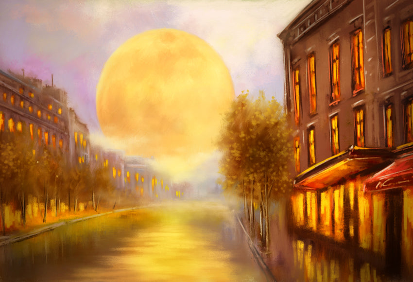 20x10ft Moon Old City Street Scene Photography Backdrop SH-888 (only 1)