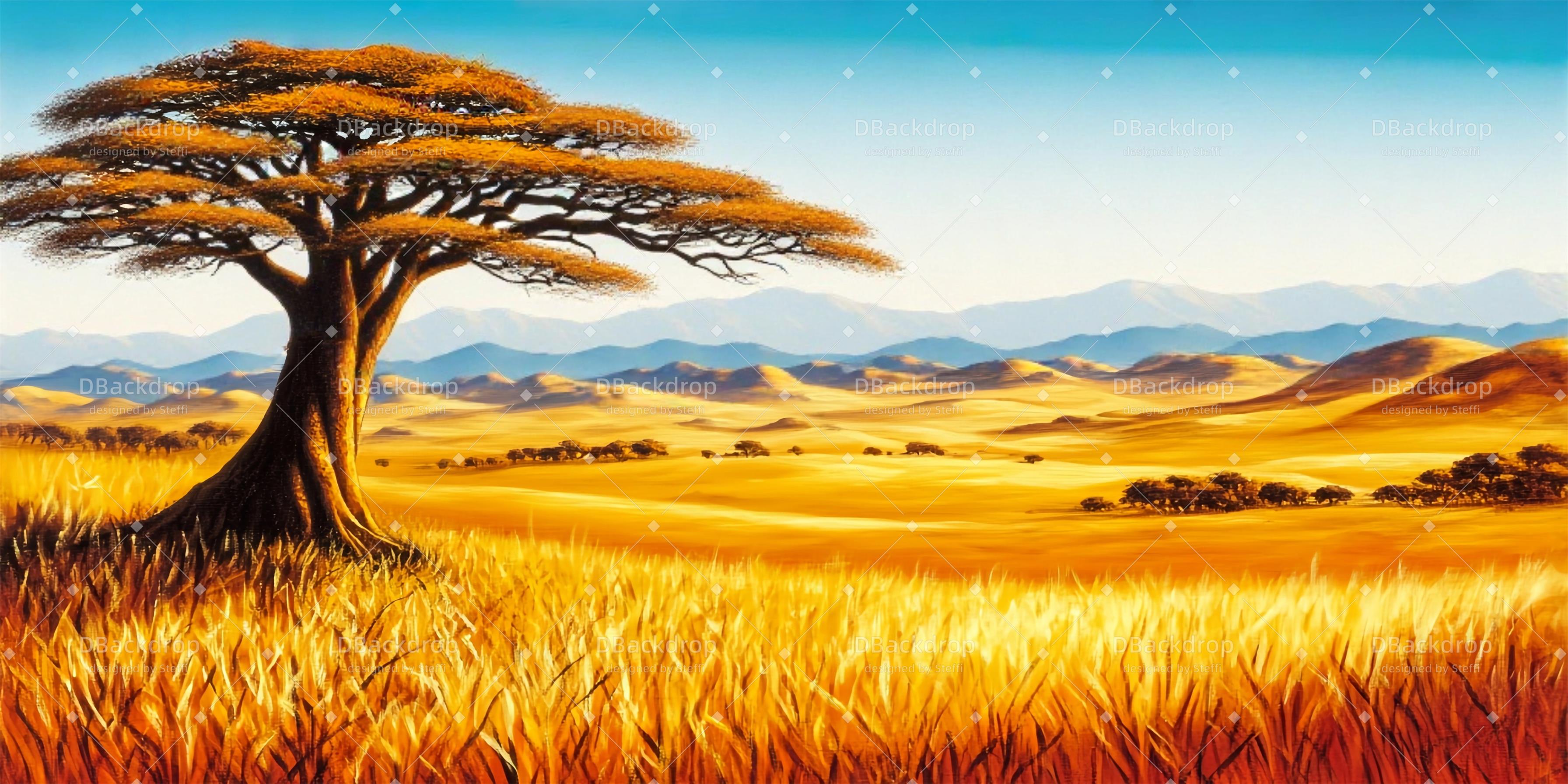 Theater Backdrops Sunlit African Savannah Stage Backdrop Ideas CSH59-T59