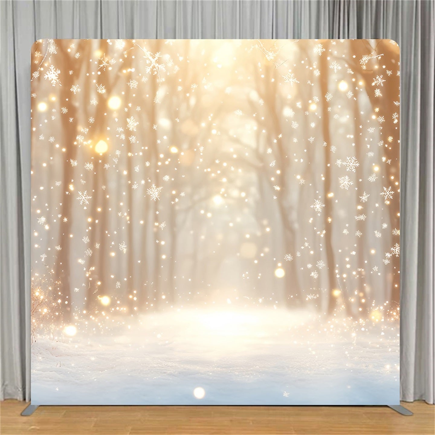 Square Backdrop Cover Golden Sparkling Winter Path Christmas Backdrop TS-CSH57-215