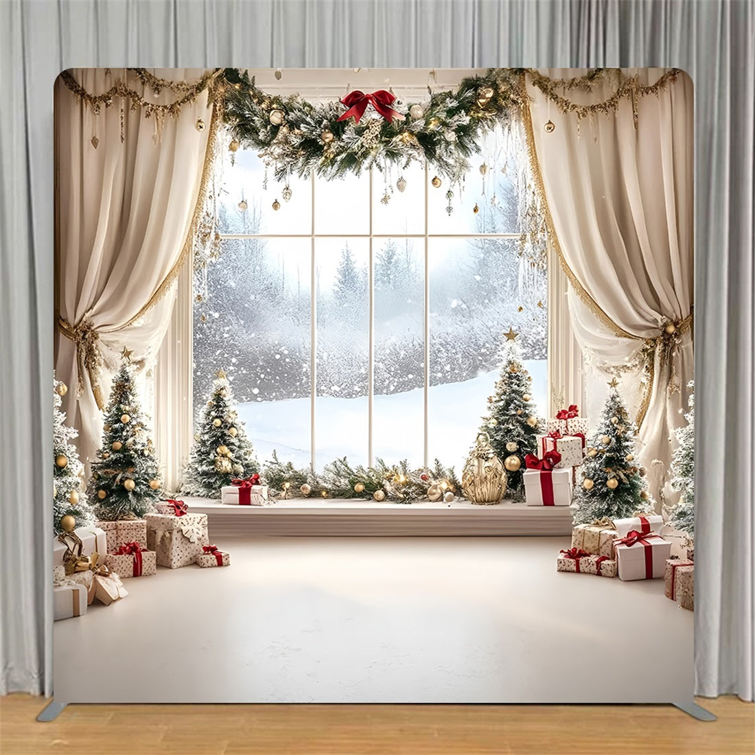 Tension Fabric Backdrop Elegant Winter Window Display Christmas Party Backdrop TS-GQ57-11