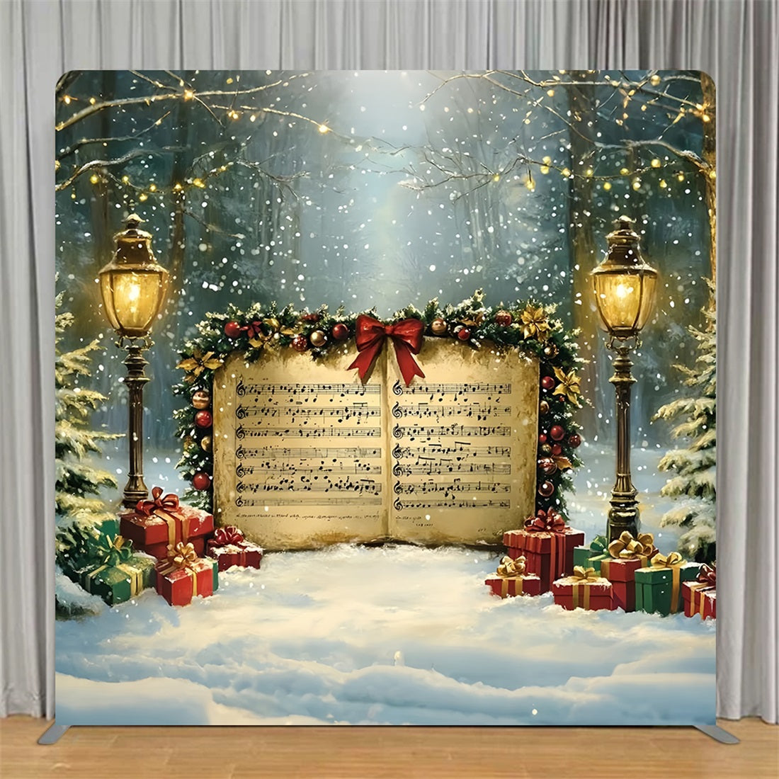 Tension Backdrops Vintage Carol Music Wonderland Christmas Backdrop TS-GQ57-16