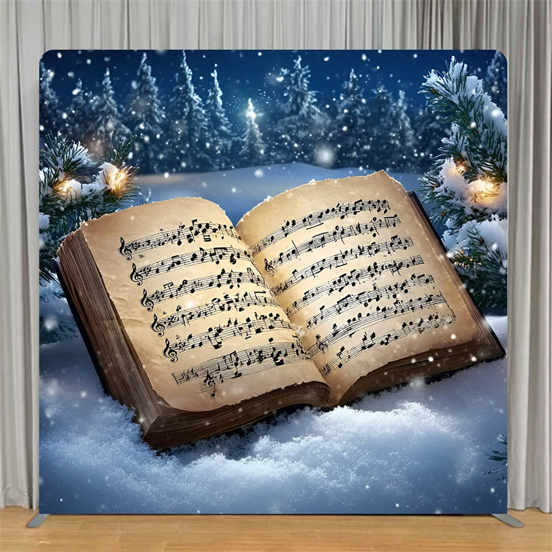 Square Backdrop Cover Snowy Open Carol Book Christmas Backdrops TS-GQ57-20