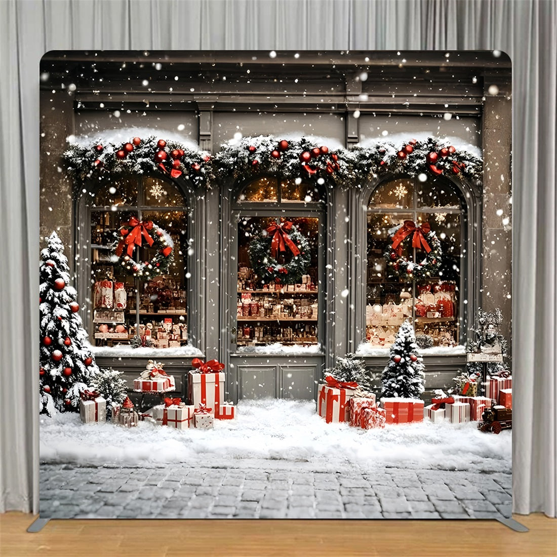 Square Backdrop Cover Festive Snowy Gift Boutique Christmas Backdrops TS-GQ57-42
