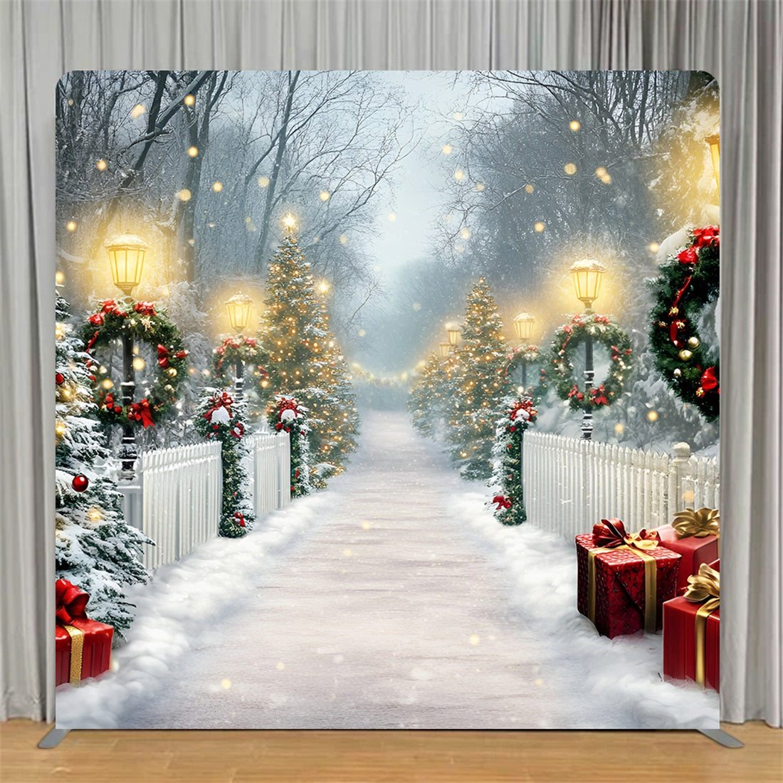 Square Backdrop Cover Enchanting Lantern Path Christmas Tree Backdrop TS-GQ57-45