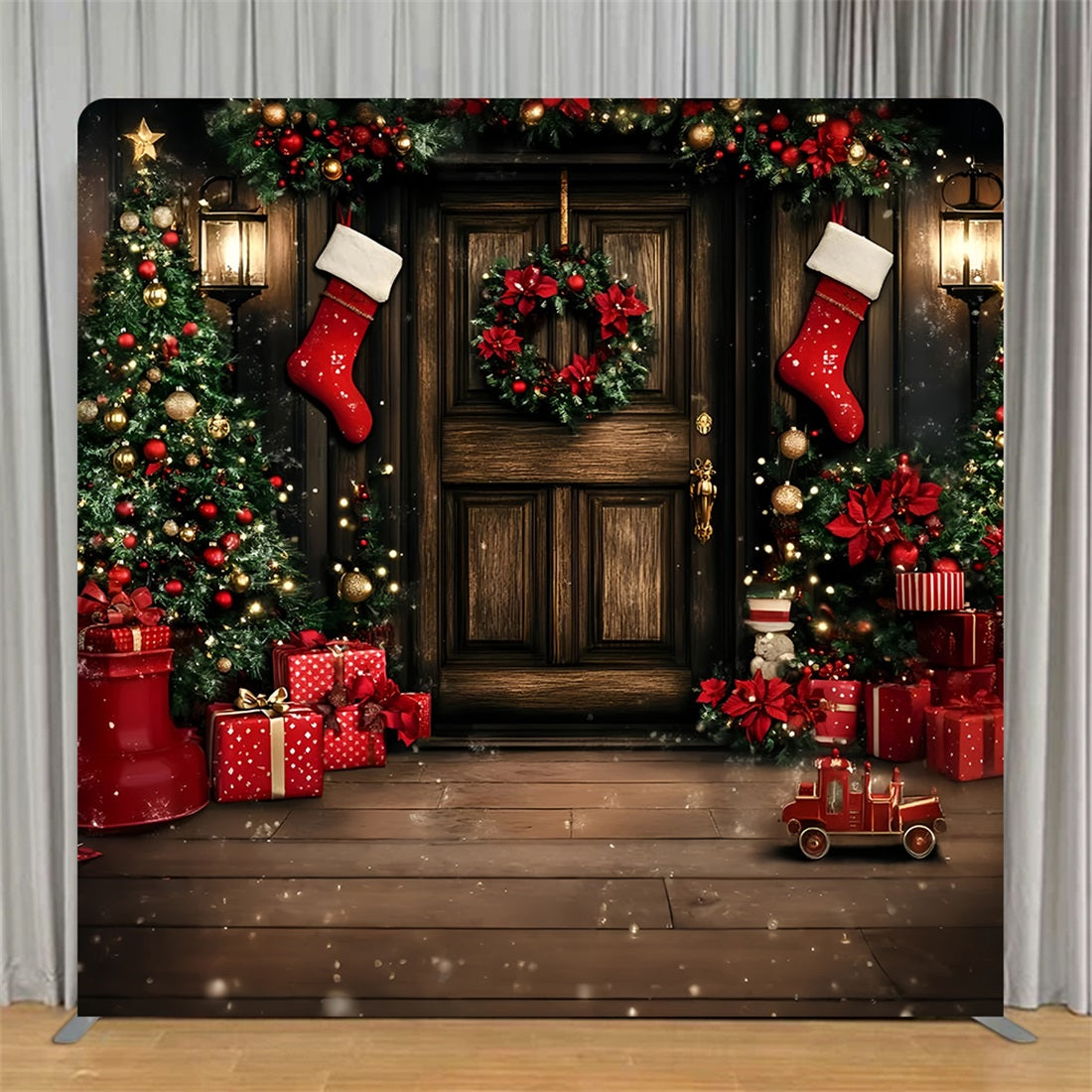 Tension Fabric Backdrop Classic Wooden Doorway Christmas Backdrop TS-GQ58-13