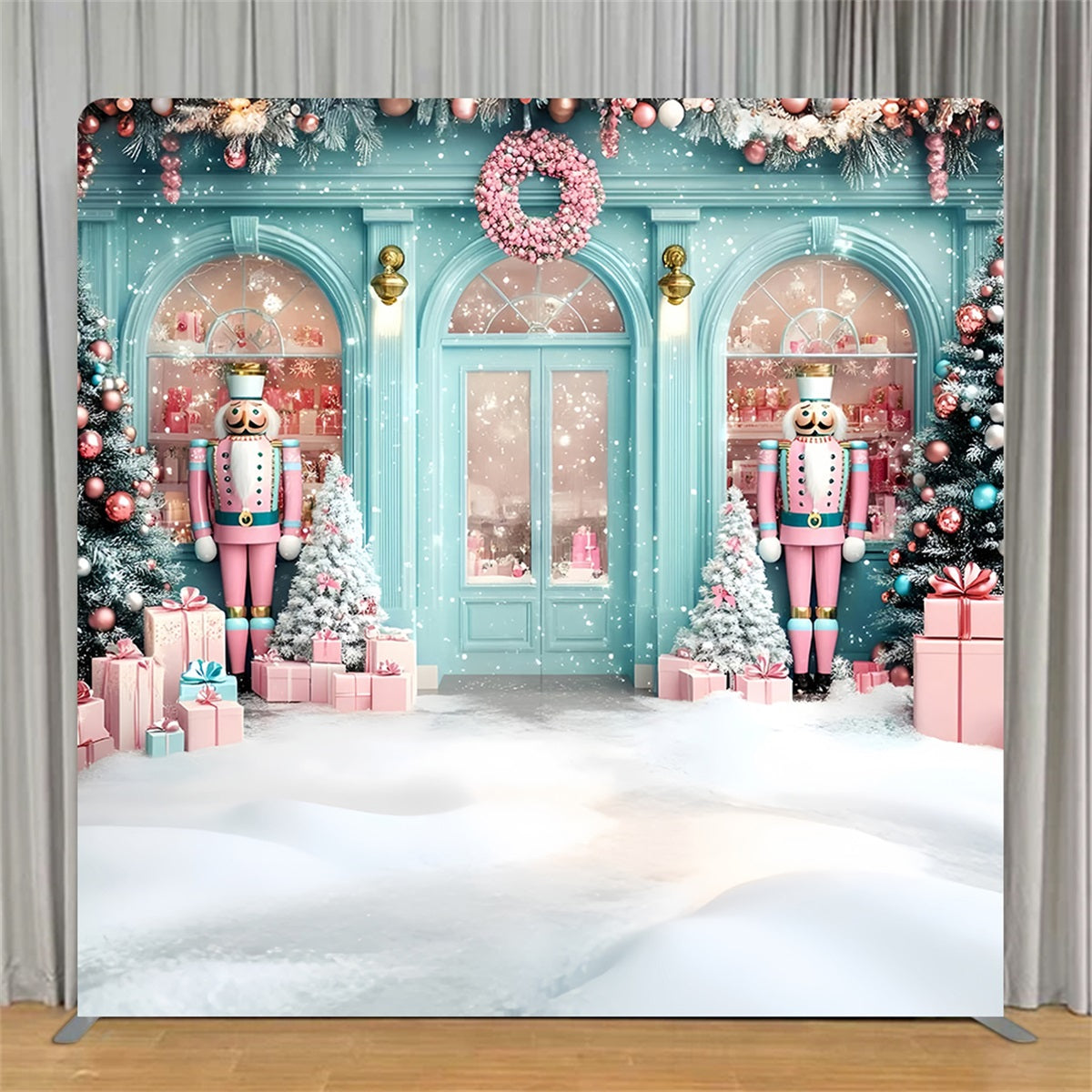 Square Backdrop Cover Pastel Nutcracker Holiday Shop Christmas Backdrops TS-GQ58-25