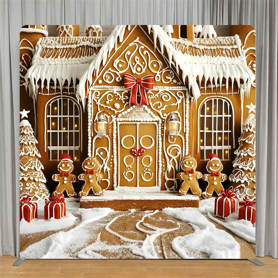 Square Backdrop Cover Gingerbread Candy House Christmas Backdrop TS-GQ58-33