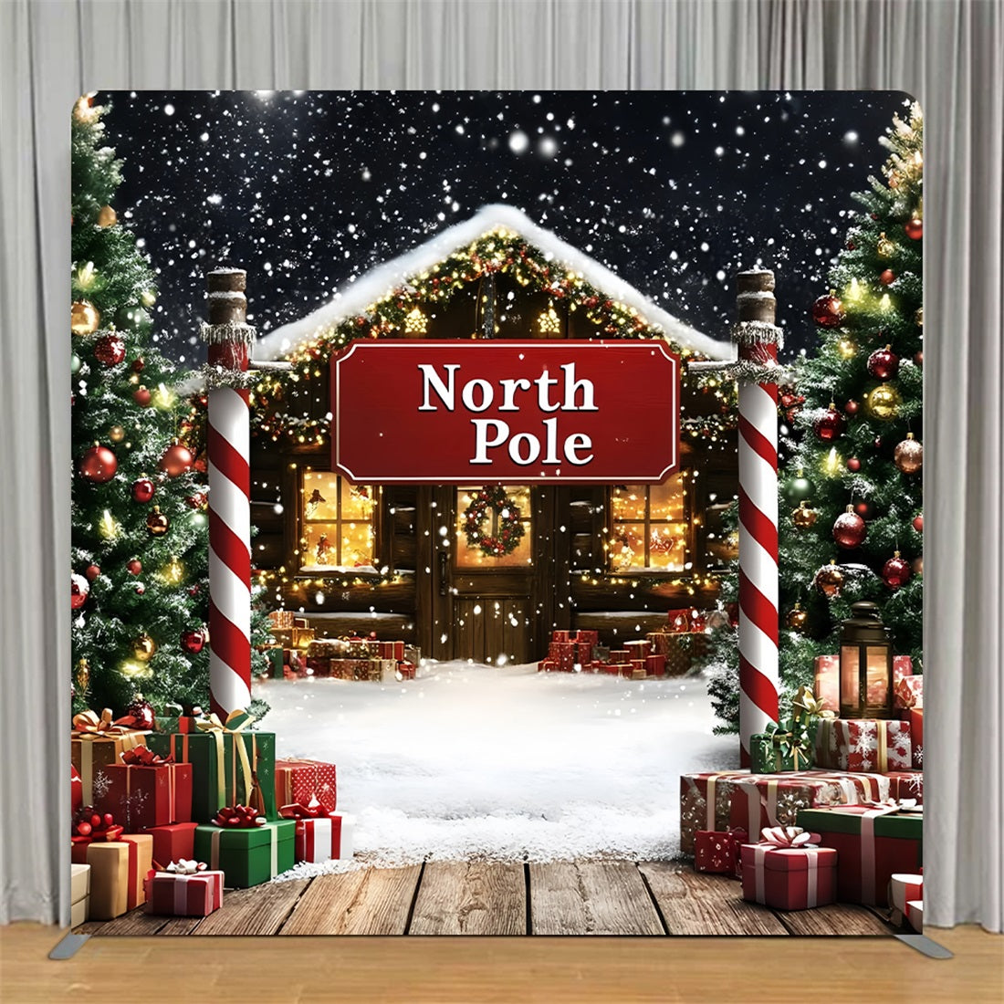 Square Shape Tension Fabric Display Arch North Pole Cabin Christmas Backdrop TS-GQ58-52