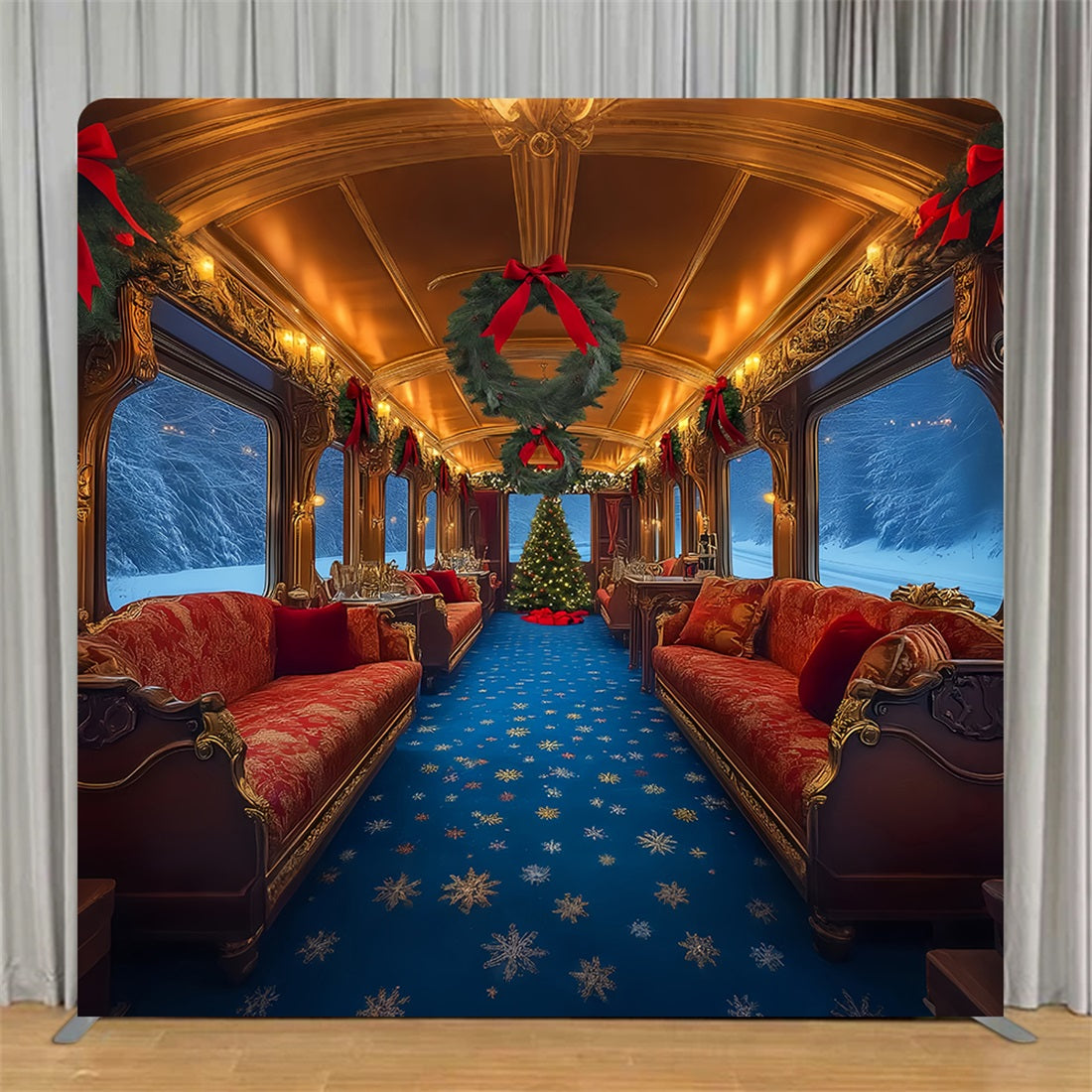 Square Backdrop Cover Luxurious Train Interior Christmas Party Backdrop TS-LXX58-86