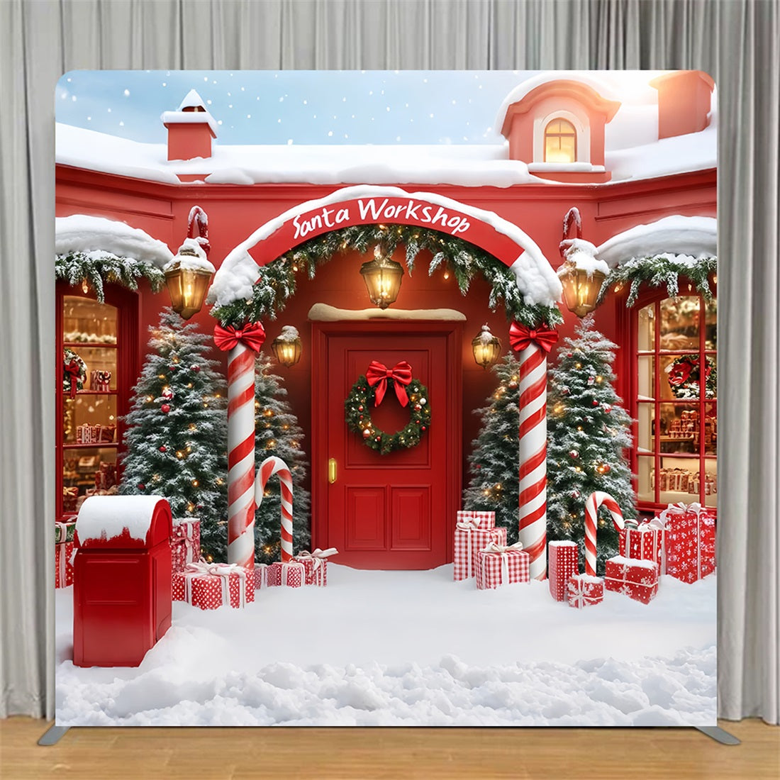 Tension Fabric Backdrop Festive Santa Workshop Christmas Backdrop TS-LXX59-161