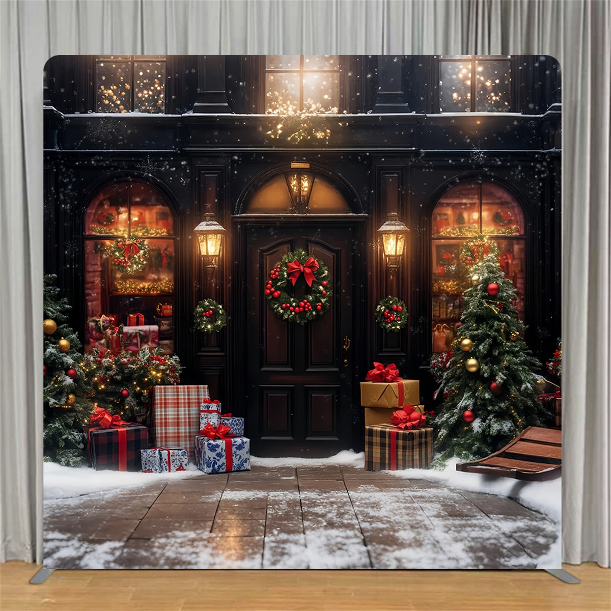 Tension Fabric Backdrop Cozy Holiday Shop Christmas Backdrop TS-LXX59-193