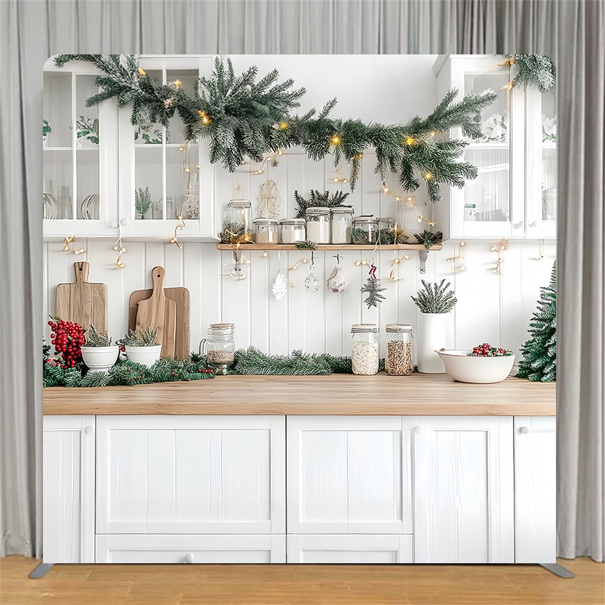 Square Backdrop Cozy Minimal Kitchen Pantry Christmas Backdrop TS-TWW58-95