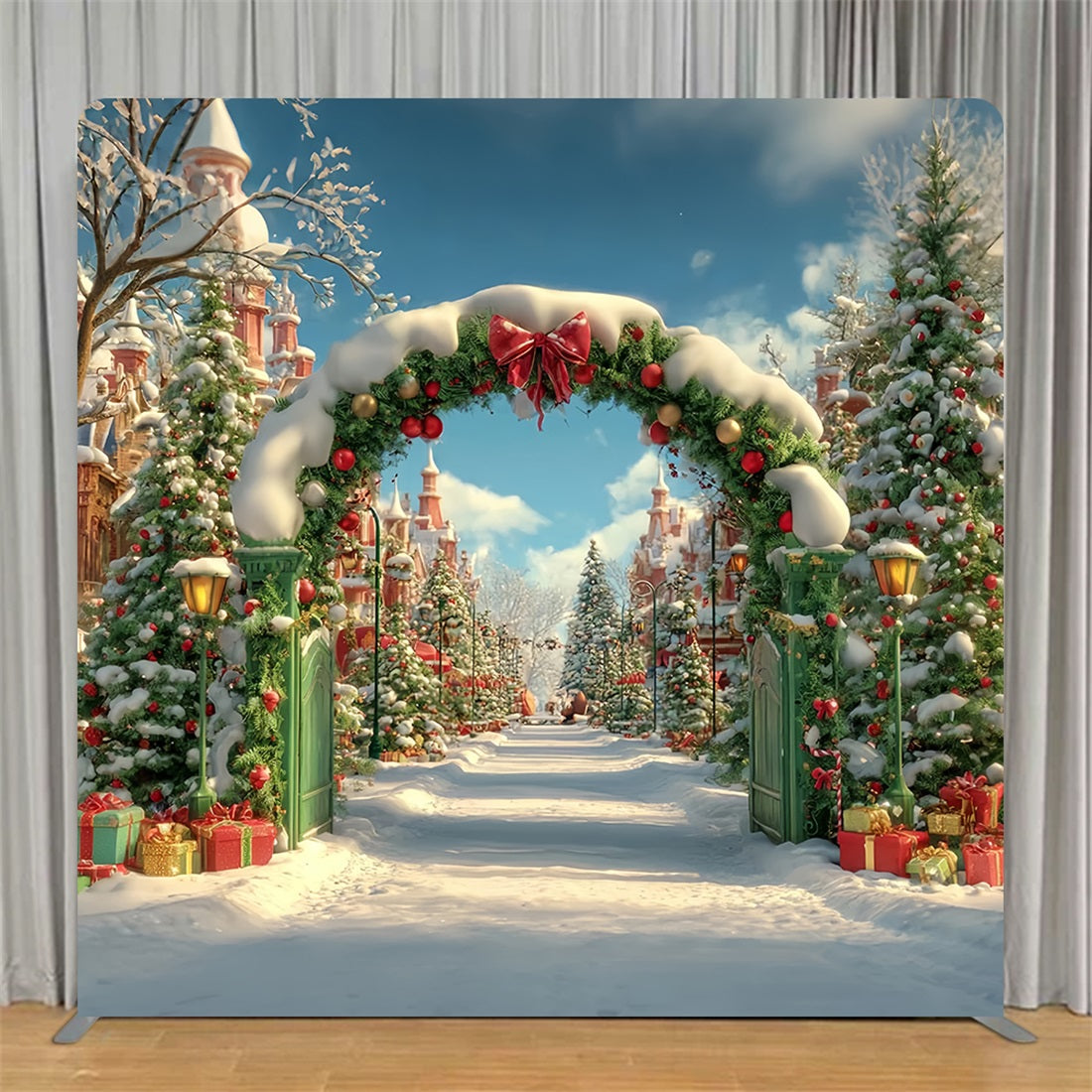 Square Backdrops Snowy Festive Garden Arch Christmas Backdrops TS-TWW59-96